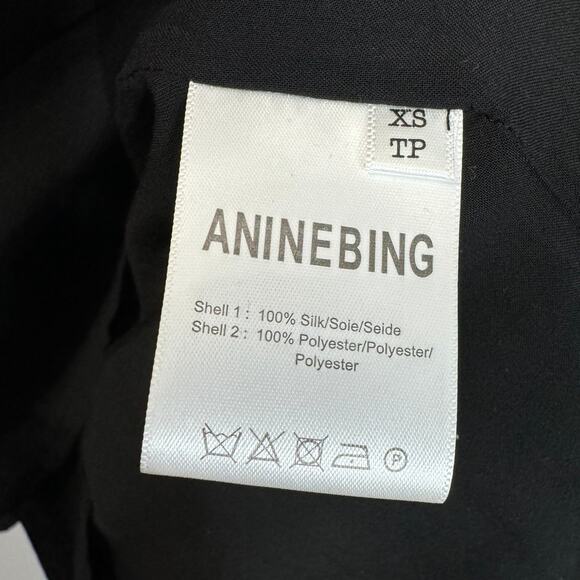 Anine Bing Silk Shift Mini Dress Ruffle Hem Romantic Casual Wardrobe Staple XS - Picture 12 of 13